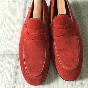 Santoni 6.5UK (7.5US) red suede loafers